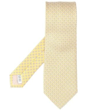 Ferragamo Corbata De Seda Con Estampado Gancini - Neutro