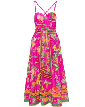 FARM Rio Delicate Fruit Garden Cotton Midi Dress - Pink