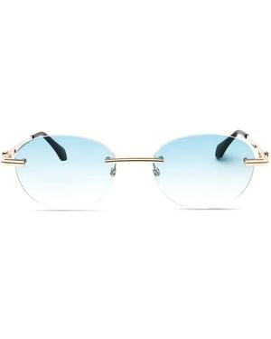 Palm Angels Oval-Frame Rimless Sunglasses - Blue