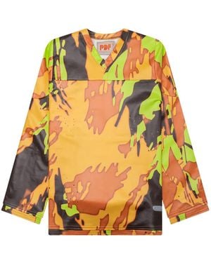 PDF Camouflage-Print Long-Sleeve T-Shirt - Yellow
