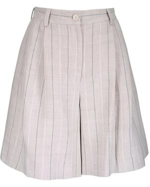Antonelli Pinstripe-Pattern Pleated Shorts - Natural
