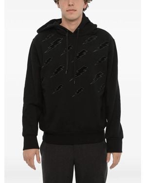 Neil Barrett Thunderbolt Embroidered Hoodie - Black