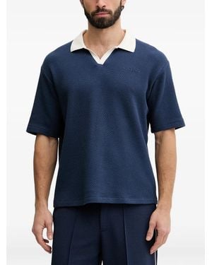 Guess Logo-Appliqué Waffle-Knit T-Shirt - Blue