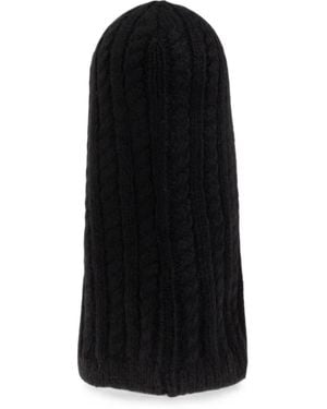 Moncler Cable-Knit Logo-Patch Balaclava - Black