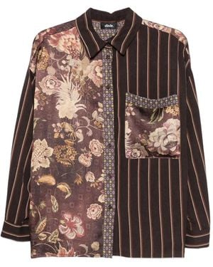 Dixie Floral-Print Striped Shirt - Brown