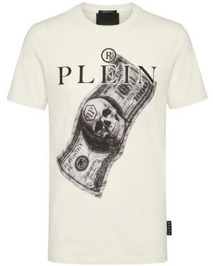 Philipp Plein Jersey T-Shirt Dollar - White