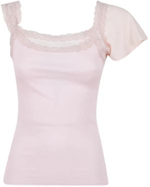 August Barron Top mit Spitzenborte - Pink
