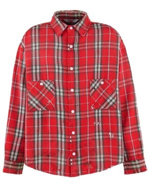 SAINT Mxxxxxx Distressed Check-Pattern Shirt - Red