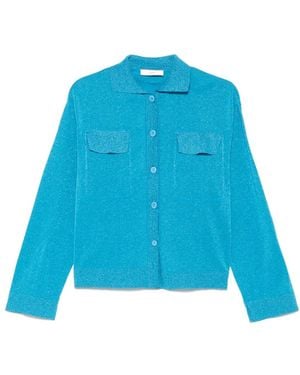 Akep Lurex-Detail Shirt - Blue