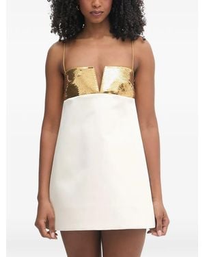 retroféte Vestido Corto Cyra Acampanado Con Lentejuelas - Blanco