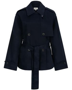 Calvin Klein Belted Double-Breasted Trench Coat - Blue
