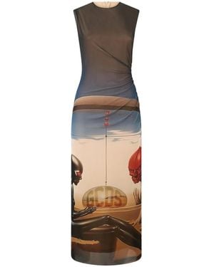 Gcds Graphic Print Sleeveless Tulle Dress - Blue