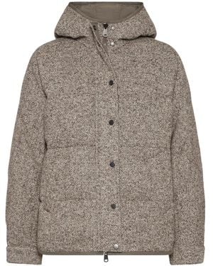 Brunello Cucinelli Chevron Flecked Down Jacket - Grey