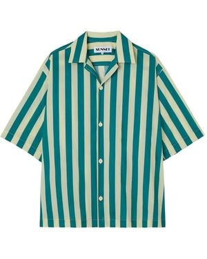 Sunnei Camicia A Righe A Maniche Corte - Verde