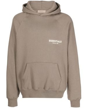 Fear Of God Logo-Print Long-Sleeve Hoodie - Grey