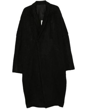 Rick Owens Manteau Oversize Poiret À Revers Crantés - Black