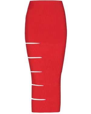 Balmain Cut-Out Knitted Skirt - Red