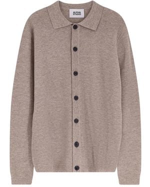 Alpha Industries Buttoned Collared Cardigan - Brown