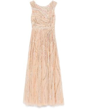 Mac Duggal Verfraaide Avondjurk Met Kapmouwen - Naturel