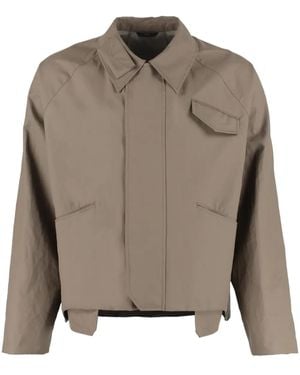 Fendi Asymmetric-Hem Shirt Jacket - Brown