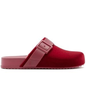 Melissa Cozy Velvet-Effect Mules - Red