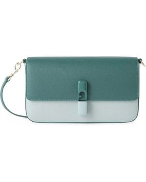 Furla Iride Two-Tone Pebbled-Leather Shoulder Bag - Green