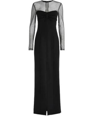 Genny Bow-Detail Mesh-Panel Maxi Dress - Black