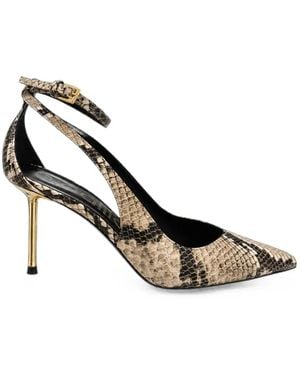Ninalilou Python-Effect Pointed-Toe Pumps - White