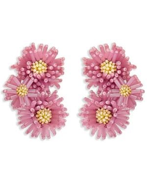 Oscar de la Renta Pompom Flower ピアス - ピンク