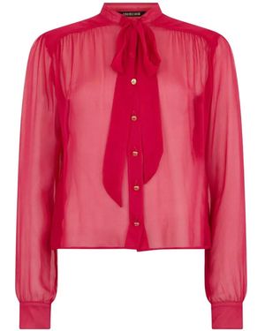 Roberto Cavalli Pussy-Bow Sheer Blouse - Red