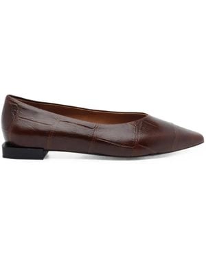 Ángel Alarcón Croc-Effect Pointed-Toe Ballet Flats - Brown