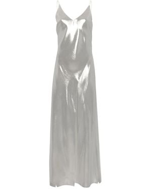 Carine Gilson Lurex-Detail Silk Slip Dress - White