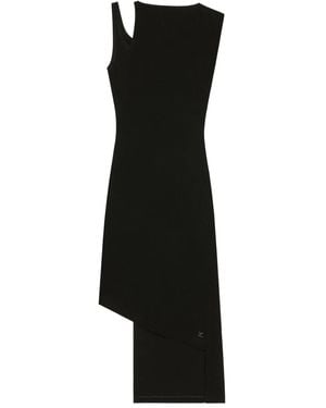Courreges Asymmetrical Ribbed Midi Dress - Black