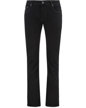 Moorer Five-Pocket-Jeans mit Logo-Patch - Schwarz
