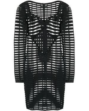 Genny Open-Knit Bustier Minidress - Black