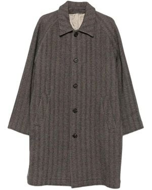 Eleventy Herringbone Cashmere Coat - Gray