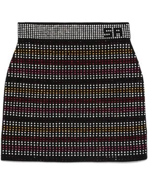 Sonia Rykiel Rhinestone Striped Mini Skirt - Black