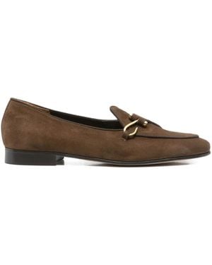 Edhen Milano Metal-Buckle Leather Loafers - Brown