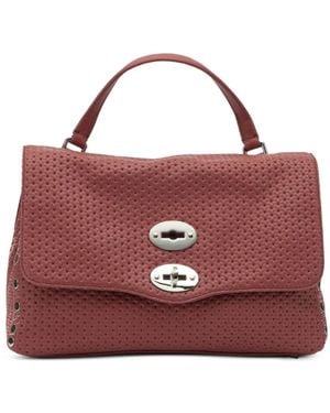 Zanellato Postina Perforated Studded Leather Tote Bag - Purple