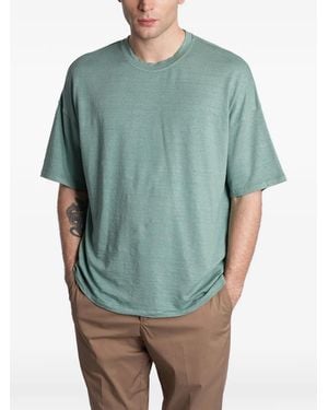 Roberto Collina Crewneck Short-Sleeve Linen T-Shirt - Green