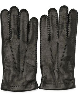 Restelli Stitch-Detail Leather Gloves - Black