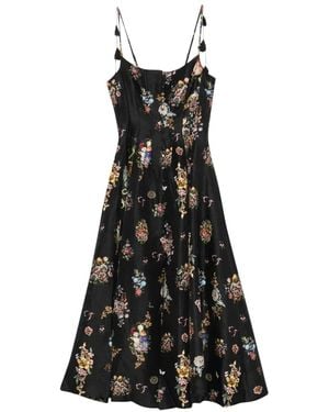 CAMILLA Floral-Print Crystal-Embellished Midi Dress - Black