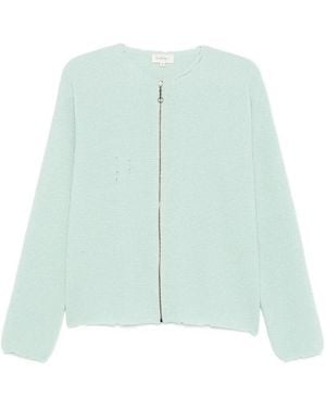 Second/Layer Friends Distressed Waffle-Knit Cardigan - Green