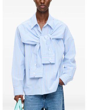 Charles Jeffrey Stripe-Print Knotted-Detail Shirt - Blue