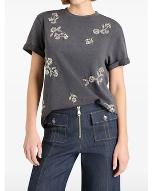 Cinq À Sept T-Shirt Met Geborduurde Bloemen - Zwart