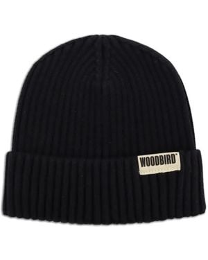 Woodbird Ribbed-Knit Yeti Beanie Hat - Black