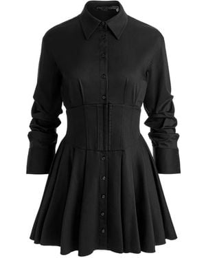 Alice + Olivia Corset-Style Button-Down Dress - Black