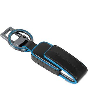 Piquadro Usb Flash-Drive Leather Keychain - Blue