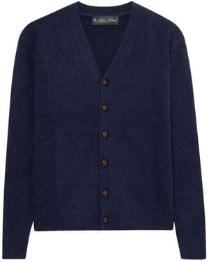 Brooks Brothers Shetland-Wool Long-Sleeve Cardigan - Blue