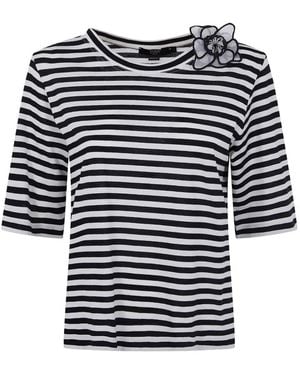 Seventy Floral-Detail Striped T-Shirt - Blue